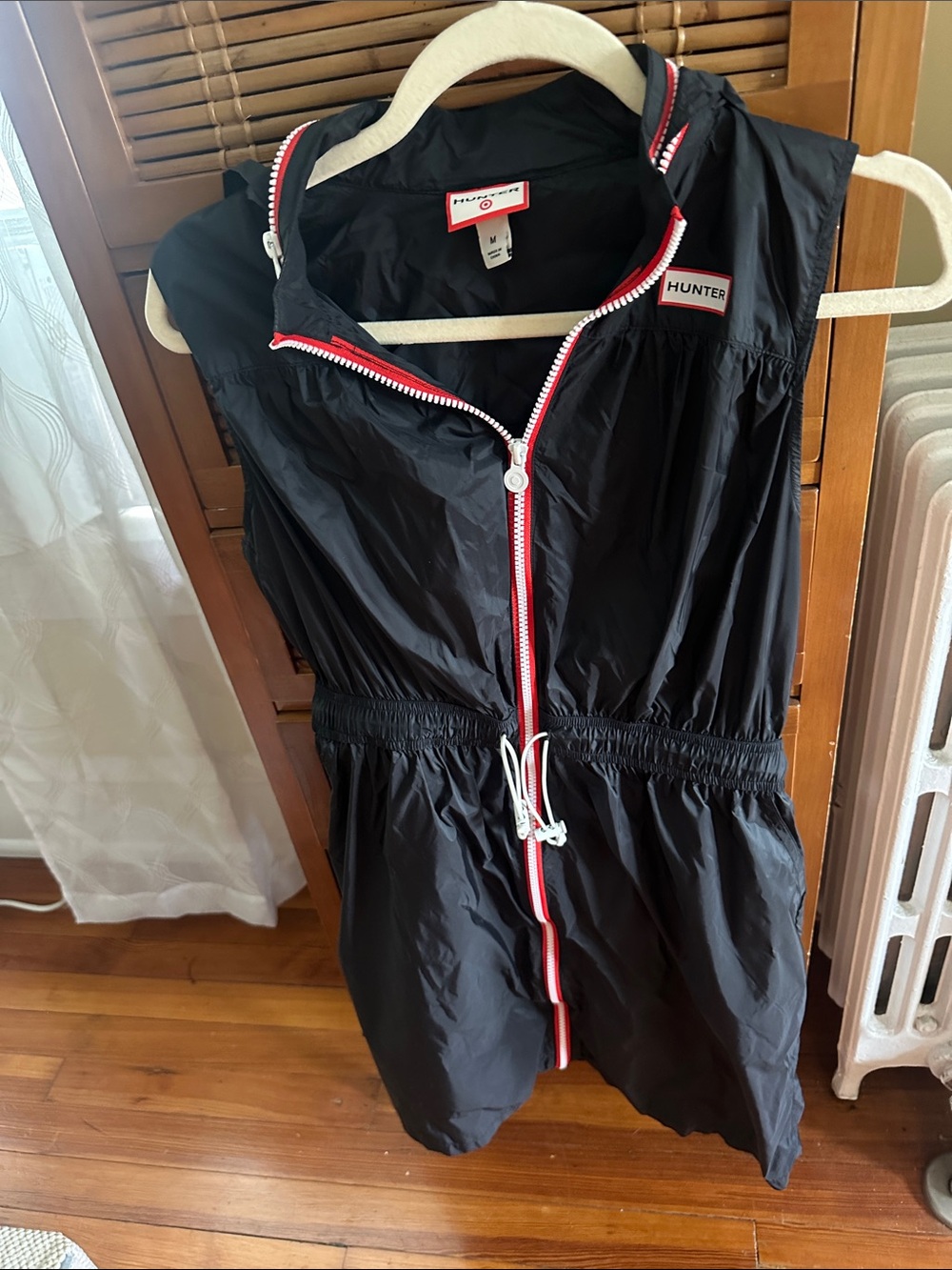 Hunter Black Sleeveless Zip-Front Dress with Red Trim